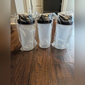 Shaker Water Bottle Clear With Black Lid 3 Pack